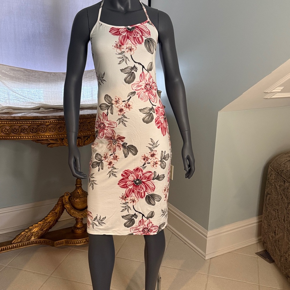 SHEIN White and Red Patterned Dress